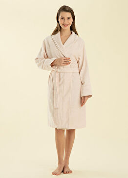 Solid Pudra Unisex Bornoz 