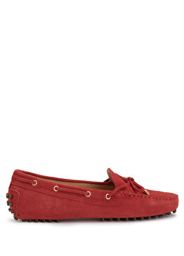 Kırmızı Kadın Süet Loafer