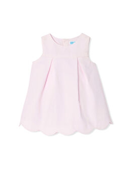 Toz Pembe Pike Pileli Kolsuz Kız Bebek Elbise