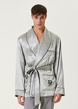 Gri Saten İpek Sabahlık