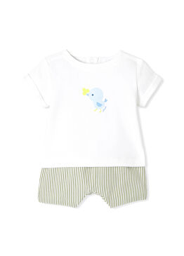 Renkli Desenli Kısa Kollu T-shirt ve Şort Erkek Bebek 2'li Set