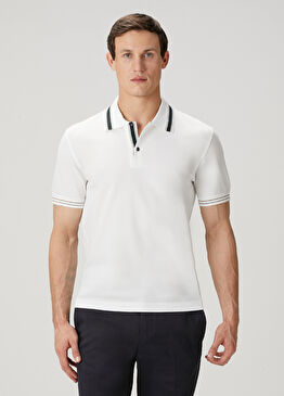 Beyaz Polo Yaka Kısa Kollu Triko