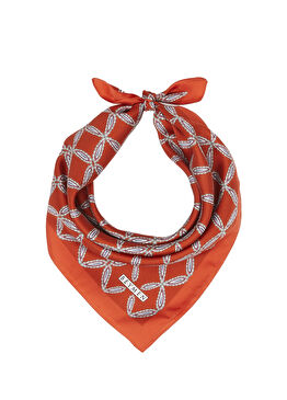 Kırmızı Desenli Kadın İpek Fular