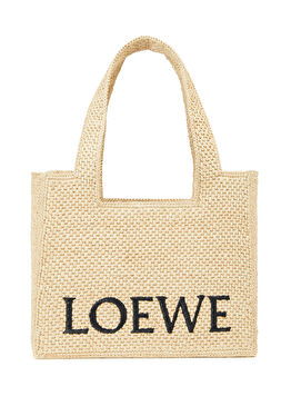 Medium Naturel Logo Jakarlı Kadın Rafya Çanta