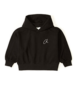 Siyah Kapüşonlu Sweatshirt