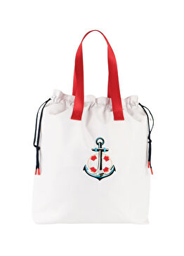 Marin Çapa Desen Su Geçirmez Fonksiyonel Plaj Çantası