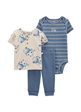 Pamuklu 3'lü Erkek Bebek Set