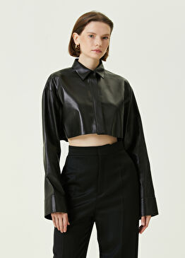 Siyah Crop Deri Ceket
