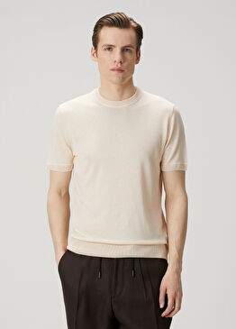 Natural Kısa Kollu Keten Triko