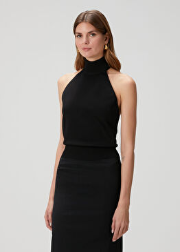 Siyah Halter Yaka Bluz