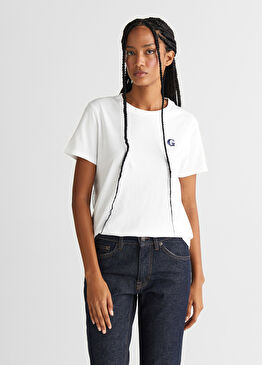 Beyaz Bisiklet Yaka Regular Fit Kısa Kollu Kadın T-Shirt