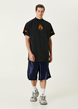 Koyu Mavi Logo Detaylı Bermuda