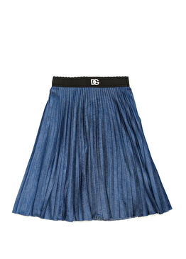 Lacivert Pileli Kız Çocuk Etek