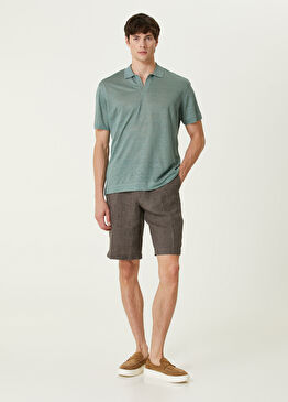 Koyu Kahverengi Keten Bermuda