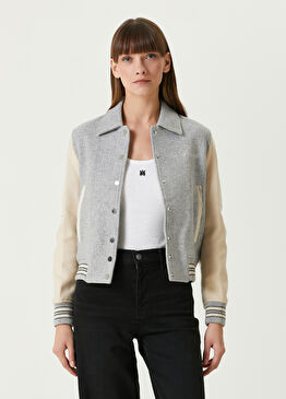 Bones Varsity Gri Krem Yün Ceket