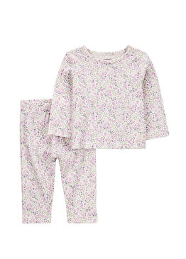 Ekru Uzun Kollu Bluz ve Pantolon Kız Bebek 2'li Set