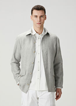 Gri Balıksırtı Desenli Ceket