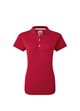Stretch Pique Solid Kırmızı Kısa Kollu Kadın Golf T-Shirt 