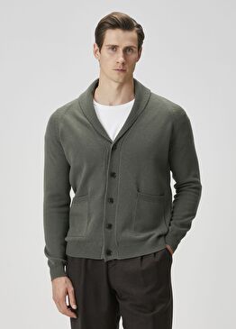 Koyu Yeşil Yün Triko Hırka