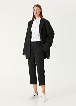 Siyah Crop Yün Pantolon