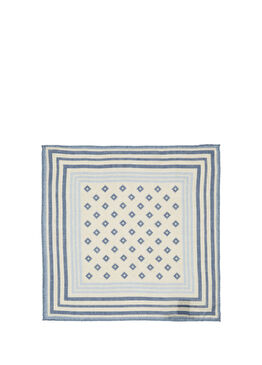 Mavi Beyaz Keten Karışımlı Poşet Mendil