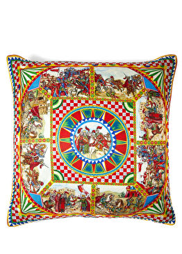 Large Colorblocked Desenli İpek Dekoratif Yastık