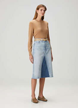 Mavi Midi Denim Etek