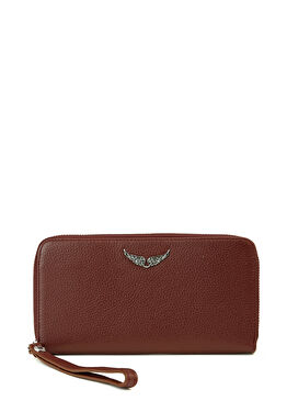 Bordo Logolu Kadın Deri Cüzdan