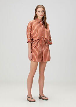 Turuncu Çizgili Şort