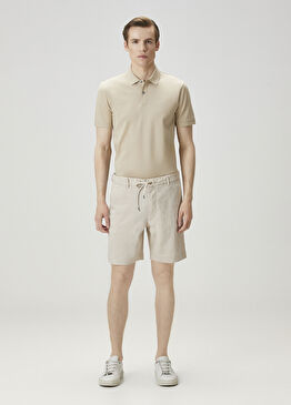 C-Kane Bej Keten Bermuda