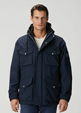 Lacivert Kapüşonlu Mont