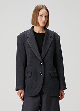 Lacivert Yün Blazer