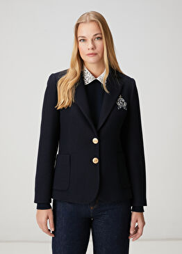Lacivert Petek Dokulu Ceket