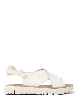 Oruga Beyaz Deri Kadın Sandalet
