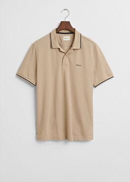 Bej Polo Yaka Regular Fit Kısa Kollu Erkek T-Shirt