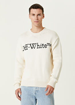 Big Bookish Kırık Beyaz Logo Jakarlı Triko