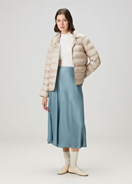 Mavi Midi Saten Etek