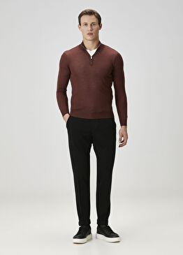 Caracciolo Lacivert Beli Kordonlu Yün Pantolon