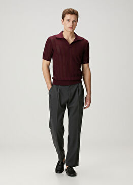 Antrasit Pilili Yün Pantolon