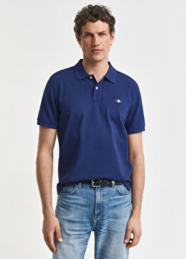 Lacivert Pamuklu Regular Fit Polo Yaka Kısa Kollu Erkek T-shirt