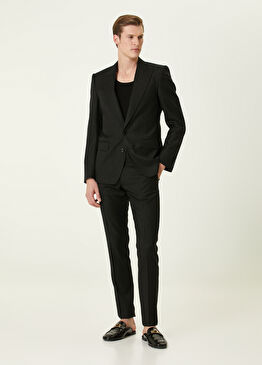 Siyah Puantiye Desenli Yün Pantolon