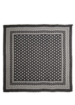 Siyah Beyaz Kadın Kaşmir Şal