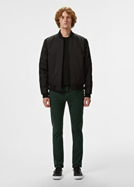 Siyah Dik Yaka Erkek Bomber Ceket