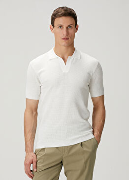 Classic Fit Roddy Beyaz Polo Yaka Kısa Kollu Triko