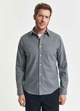 Gri Regular Fit Uzun Kollu Erkek Gömlek