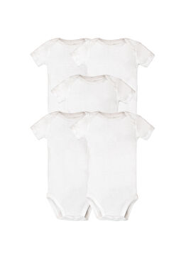 Beyaz Kısa Kollu Unisex Bebek 5'li Body Set