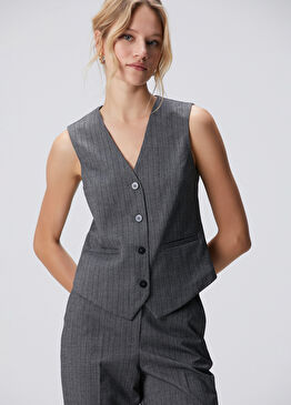 Antrasit Yün Mix Yelek