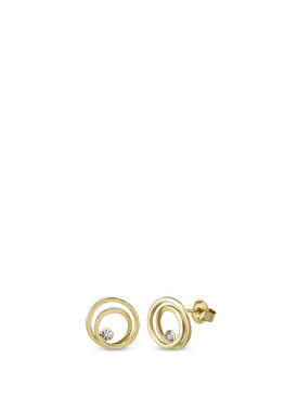 White Quartz Spiral 14 Ayar Kadın Altın Küpe