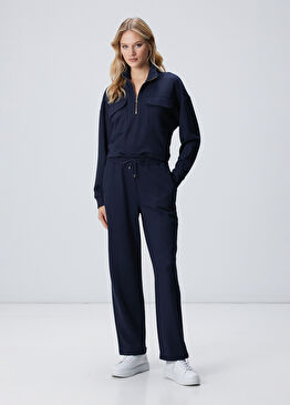 Lacivert Nervür Detaylı Eşofman