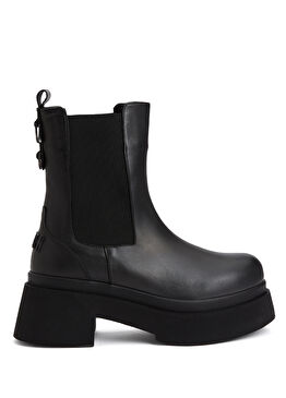 Siyah Kadın Lastikli Deri Bot